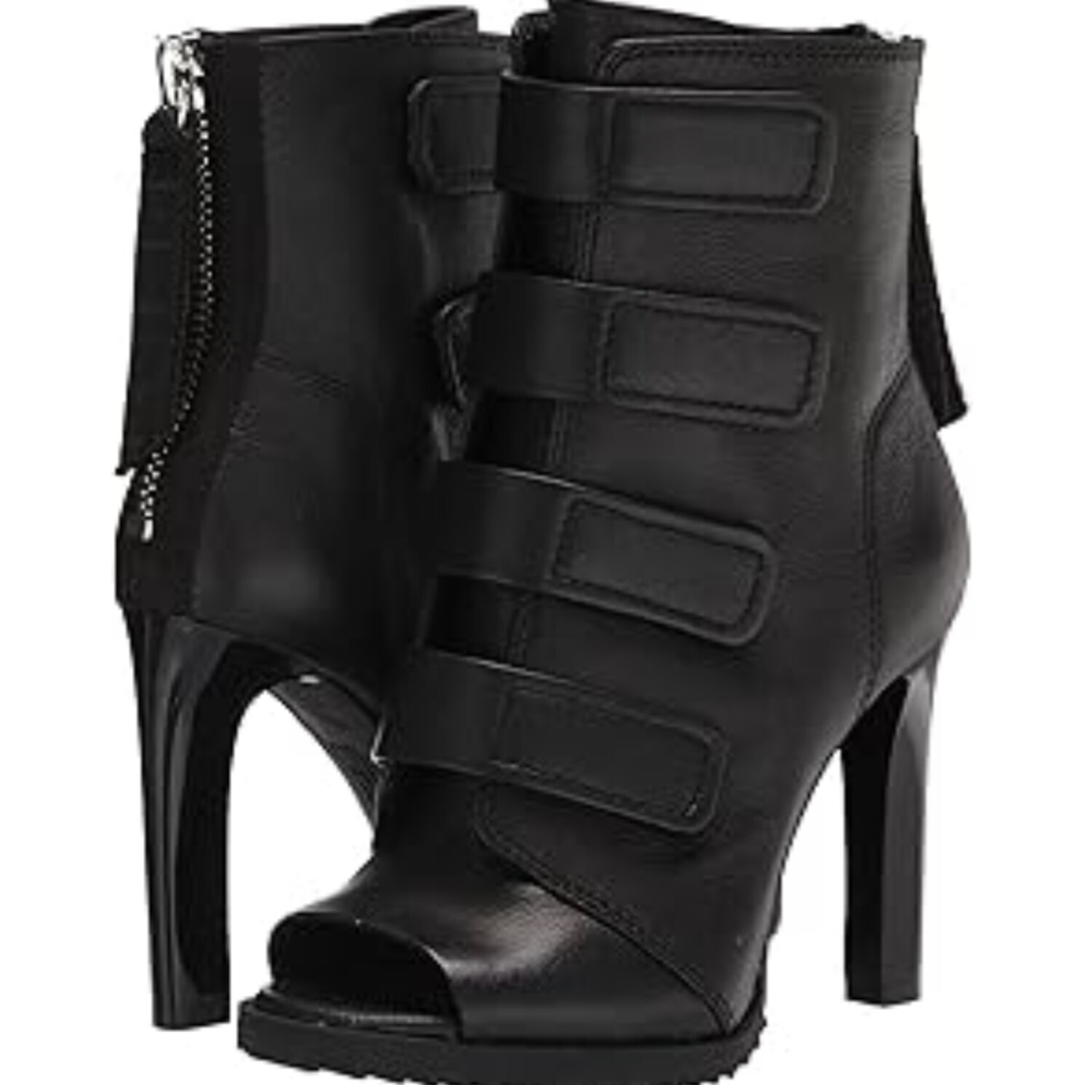DKNY Black Strappy Pep Toe Boots